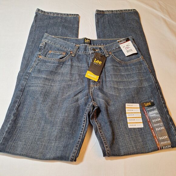 Lee Dark Acid Washed Premium Select Relaxed Fit Straight Leg Jeans Size 31x34 - Picture 8 of 12